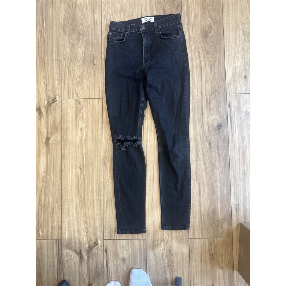 REFORMATION High Waist Skinny Jeans Size 26 Faded Black Destroyed Grunge